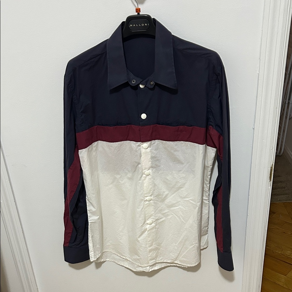 Men's Navy and White Dress Shirt